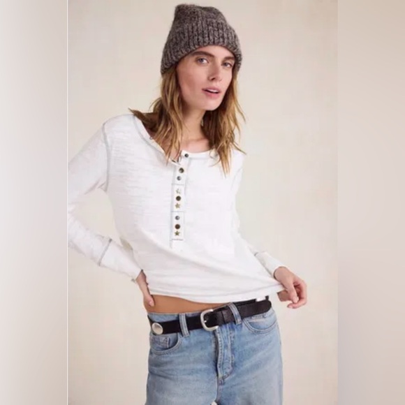 Free People/We the Free Josie Henley Top in Ivory Size XL. NWT